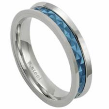 Stainless Steel Ring With Internal Diamond Cut Blue Colored PVD