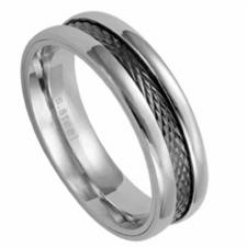 Stainless Steel Ring With Internal Diamond Cut Gray Colored PVD
