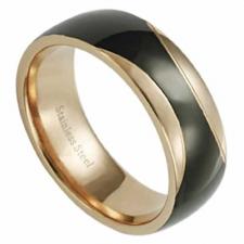 Stainless Steel Ring With Double Tone Black And Rose Gold PVD