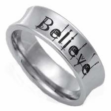 Stainless Steel Ring With Believe Inscription