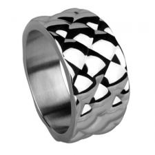 Marvelous Stainless Steel Ring With Textured Diamond Pattern