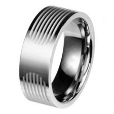 Neo-Classic Stainless Steel Confort Fit Ring With Engraved Design