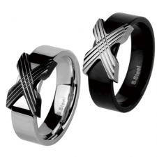 Stainless Steel Ring With Raised Geometric Design