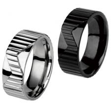 Stainless Steel Ring With Etched Linear Design