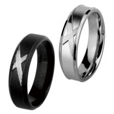 Stainless Steel Beveled Edge Ring With Geometric Design