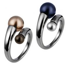 Stainless Steel Ring With Simulated Pearl Design