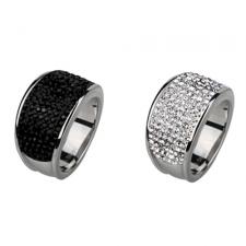 Beautiful Stainless Steel Ring With Foiled CZ Encrusted Stones!