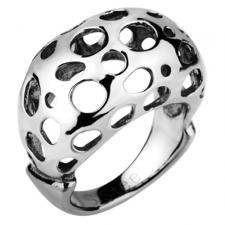 Stainless Steel Raised Hollow Ring With Cut Out Circular Pieces 