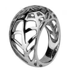 Stainless Steel Dome Shaped Ring With Spider Web Cut Out Design