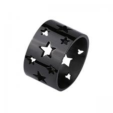 Black, Steel, Ring, Multiple Sizes, Star Shape, CutOut, Pattern.