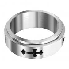 Stainless Steel  Spinner Ring  w/ Cross