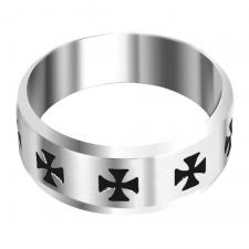 Shiny Stainless Steel Ring w/ Maltese Cross