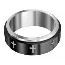 Stainless Steel w/ Black Spinner Ring  Cross