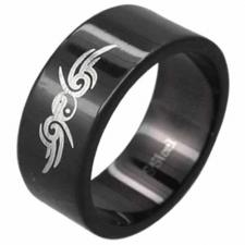 Stainless steel ring - Ying Yang tribal design 