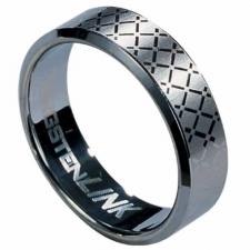 Tungsten Carbide ring with laser-made diamond-shape design 