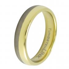 Tungsten Carbide Ring with Gold Stripe 