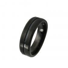 Matte Black Comfort Fit Tungsten Band with Shiny Black Accent in Center