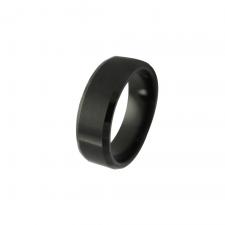 Wide Black Comfort Fit Tungsten Band with Brushed Center