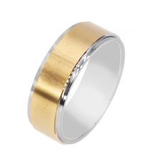 Tungsten Ring With Gold PVD Brushed Finish Center & Shiny Edges