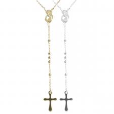 Stainless Steel Rosary w/ Jesus on the Cross and Praying Virgin Mary Centerpiece