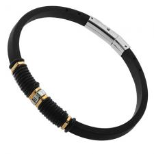 Wholesale Rubber Bracelet with Gold accents and Cubic Zirconia
