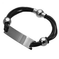 Wholesale Leather Bracelet with Steel Plate for Engraving