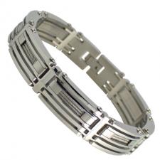 Stainless Steel Bracelet with  Steel Cables in the Links (8.5