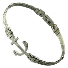 Stainless Steel Cable Bracelet With Anchor