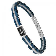 Stainless Steel Blue pvd Bracelet with Anchor