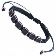 Adjustable Bracelet With Stainless Steel And Carbon Fiber Accent