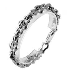 Stainless Steel Bracelet With Skull Links - (8.5 in.)