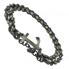 Black Stainless Steel Anchor Bracelet