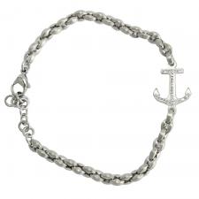 Stainless Steel Silver CZ Anchor