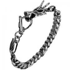 Stainless Steel Franco Bracelet with Dragon and Toggle Clasp 