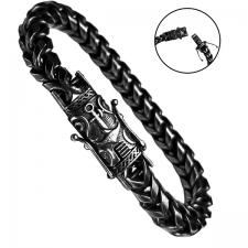 Stainless Steel Gun Color Franco Bracelet with Fancy Clasp
