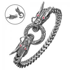 Stainless steel Franco Bracelet with Dragon Red Eyes