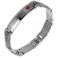 Stainless Steel Link Bracelet with Medical ID Plate to Engrave (9 IN)