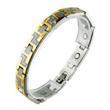 Stainless Steel with Gold PVD Magnetic Link Bracelet (8.5 IN)