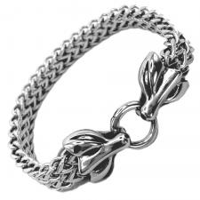 Stainless Steel Franco Link Bracelet with Snake Head Clasp