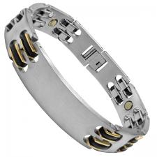 Stainless Steel Black & Gold Magnetic Bracelet with ID Center