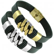 Leather W/ Stainless Steel Accent Bracelet