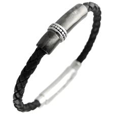 This top selling men's bracelet is made with braided leather and high quality 316L Stainless Steel, and comes with an adjustable clasp.