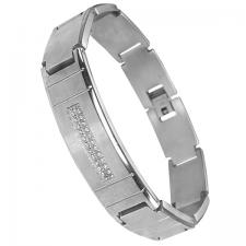 Stainless Steel Fancy Bracelet with Micro Pave Setting cz on Center