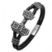 Stainless Steel with Braided Leather and Anchor ctr
