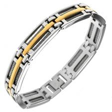 Stainless Steel Bracelet Two Tone with Cable