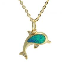 Stainless Steel Gold PVD Necklace with Dolphin