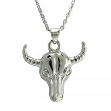 Stainless Steel Oval Chain Necklace with Bull Head Pendant