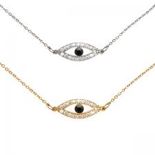 Evil Eye, Necklace, CZ, Jeweld, Encrusted, Stainless Steel, Cable chain