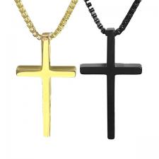 Stainless Steel Pvd Cross Pendant with Chain 