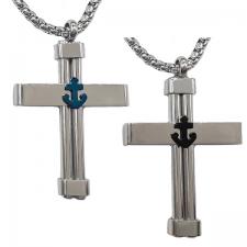 Stainless Steel Cross with Anchor Pendant with Chain